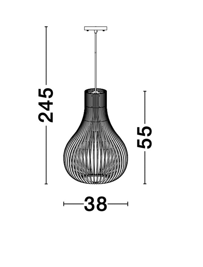 SOH Natural Wood & Dark Brown Fabric Cable Single Pendant - ID 10441