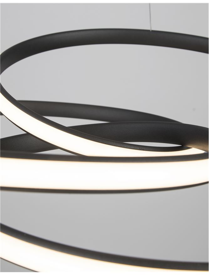 MENT Dimmable Sandy Black Aluminium & Acrylic Knotted Swirl Pendant - ID 10453