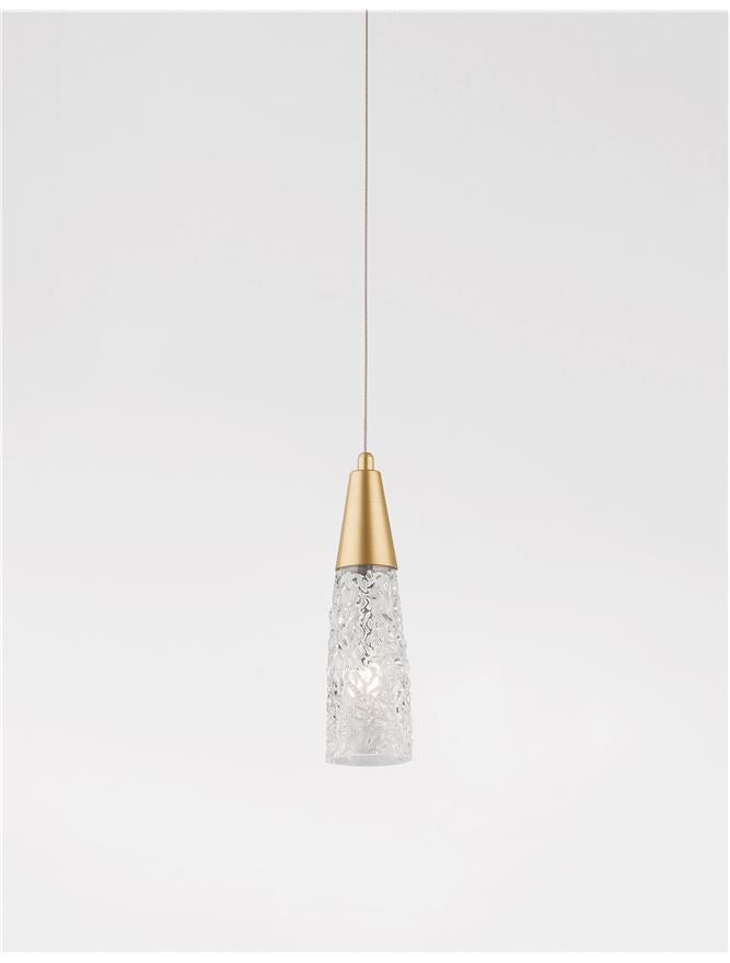 KOV Clear Structured Glass & Brushed Gold Steel Single Pendant - ID 10550