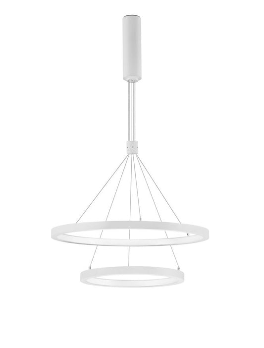 EMP Dimmable Sandy White Aluminium & Acrylic Twin Ring Pendant - ID 10211