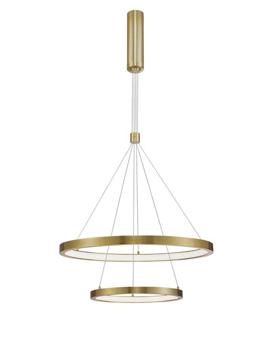 EMP Dimmable Brass Gold Aluminium & Acrylic Twin Ring Pendant - ID 10196