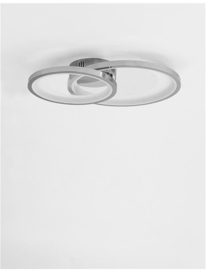 GAL Chrome Aluminium & Acrylic Dimmable Galactic Rings Semi-Flush Large - ID 10475