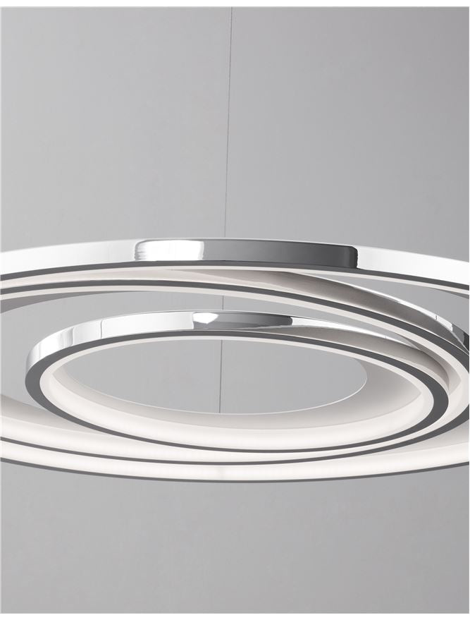 GAL Chrome Aluminium & Acrylic Dimmable Galactic Rings Pendant Large - ID 10474