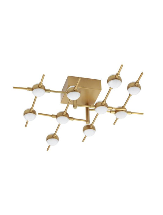 ATO Gold Metal & Acrylic 10 Lamp Molecule Semi Flush Ceiling Light - ID 10085