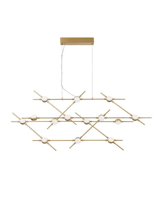 ATO Gold Metal & Acrylic 14 Lamp Molecule Pendant With Remote Control - ID 10076