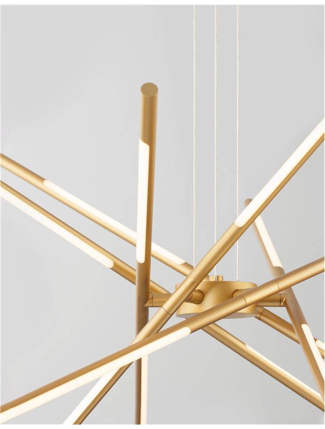 RAC Gold Metal & Acrylic Tubular 12 Lamp Adjustable Pendant With Remote Control - ID 10099