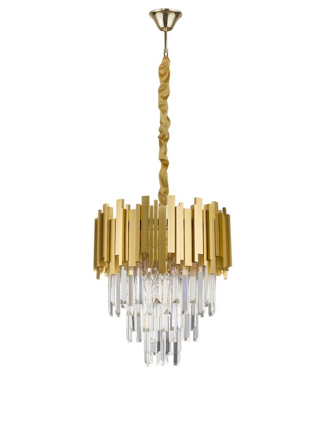 GRA Gold Metal & Crystal Contemporary Chandelier Small - ID 10476