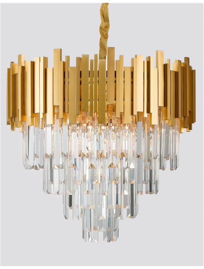 GRA Gold Metal & Crystal Contemporary Chandelier Large - ID 10477