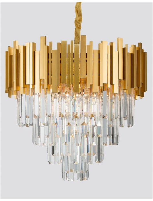 GRA Gold Metal & Crystal Contemporary Chandelier Large - ID 10477