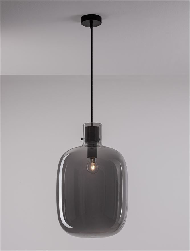 CIN Smoked Glass & Brass Black Large Single Pendant - ID 11805