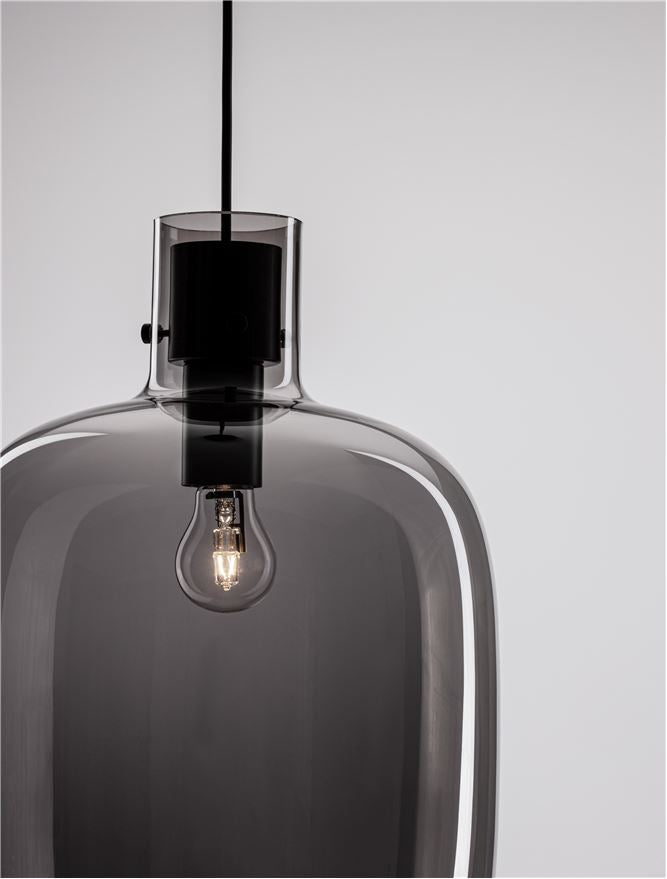 CIN Smoked Glass & Brass Black Large Single Pendant - ID 11805