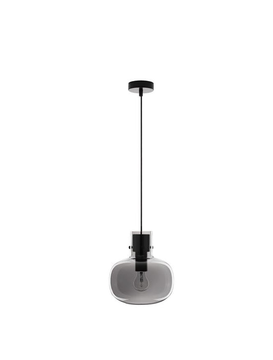 CIN Smoked Glass & Black Metal Single Pendant - ID 11806