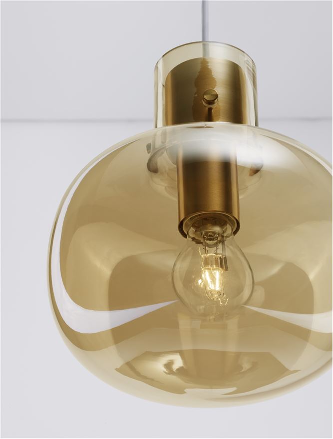 CIN Champagne Glass & Brass Gold Metal Single Pendant - ID 11812