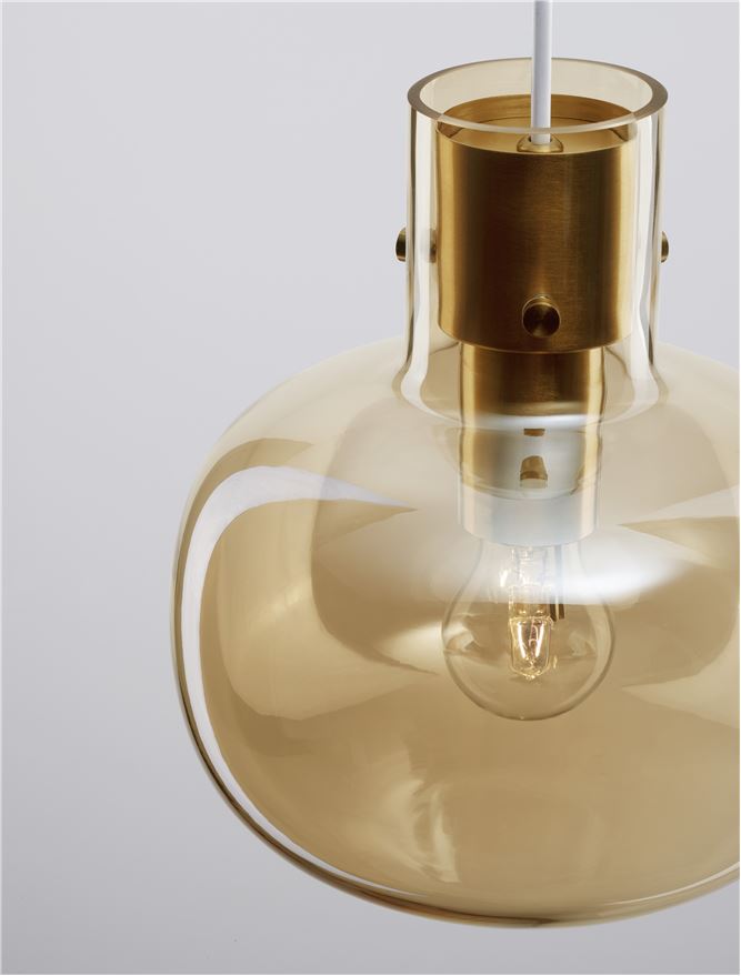 CIN Champagne Glass & Brass Gold Metal Single Pendant - ID 11812