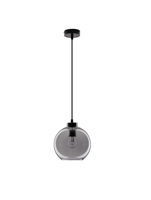 PAL Smoked Glass & Black Metal Single Pendant - ID 11833