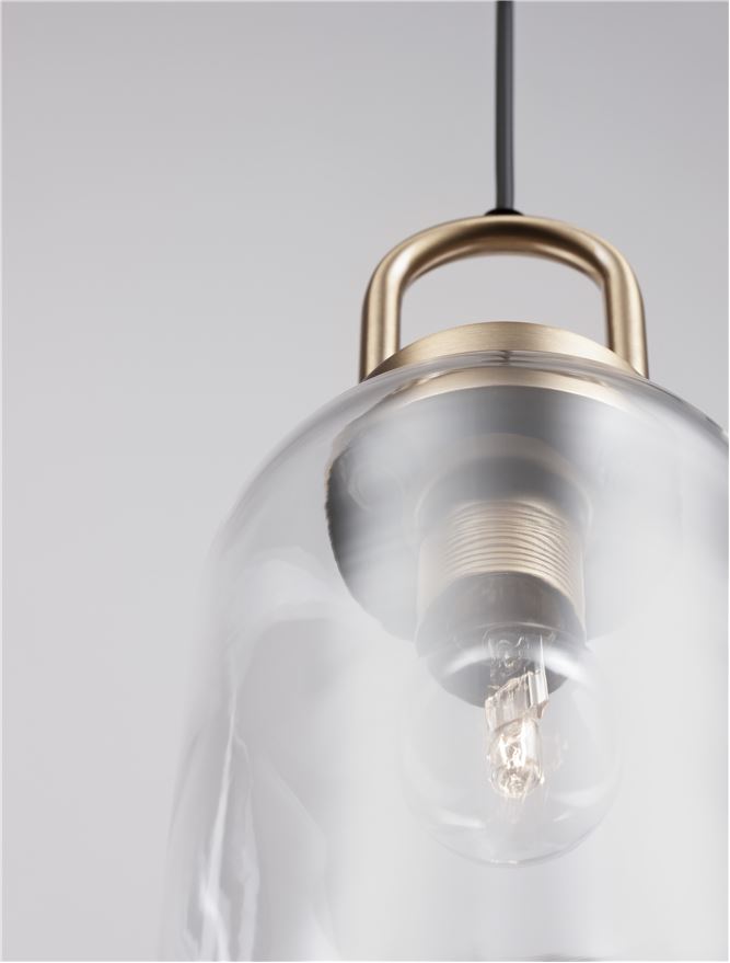 IRV Clear Glass & Brass Gold Metal Single Long Pendant - ID 11851