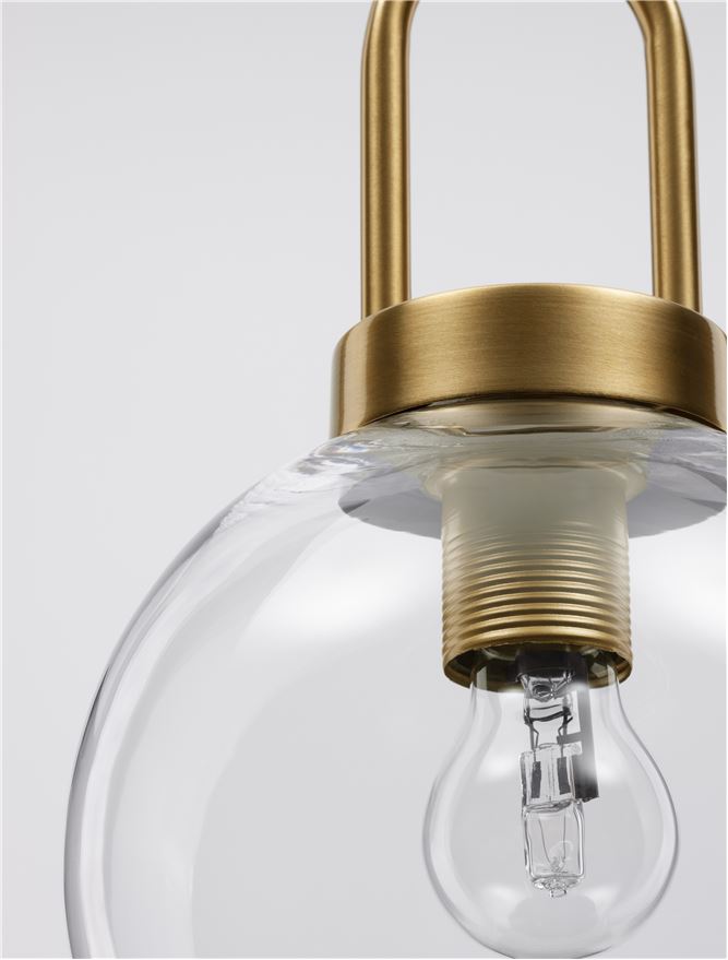 IRV Clear Glass & Brass Gold Metal Single Pendant - ID 11850
