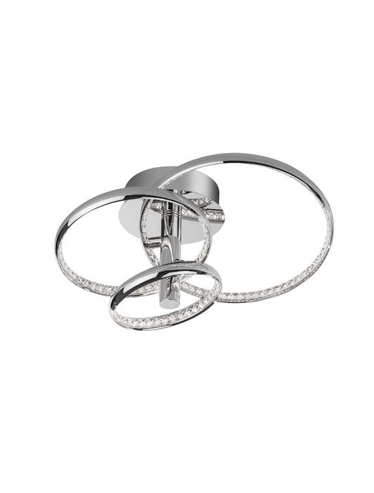 NET Chrome Aluminium & Crystal Three Ring Dimmable Semi-Flush Ceiling Light - ID 10472