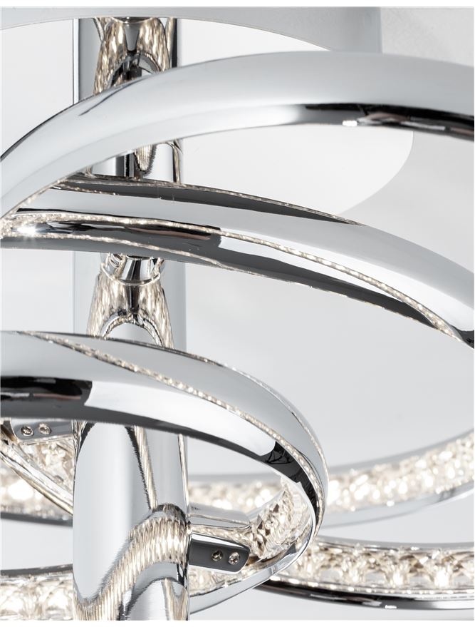 NET Chrome Aluminium & Crystal Three Ring Dimmable Semi-Flush Ceiling Light - ID 10472