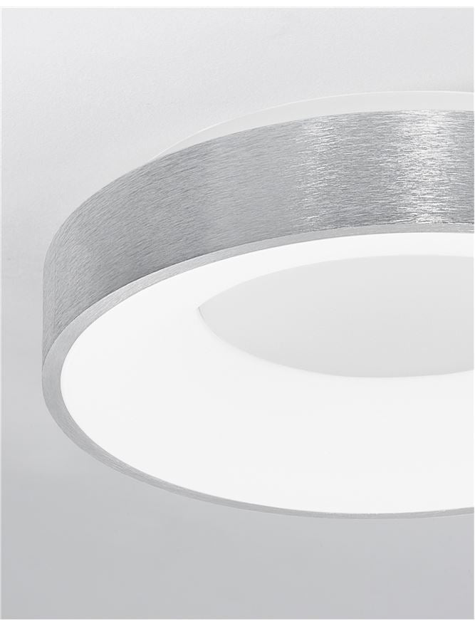RAN Brushed Silver Aluminium & Acrylic Dimmable Warm Light Ring Flush Small - ID 10613