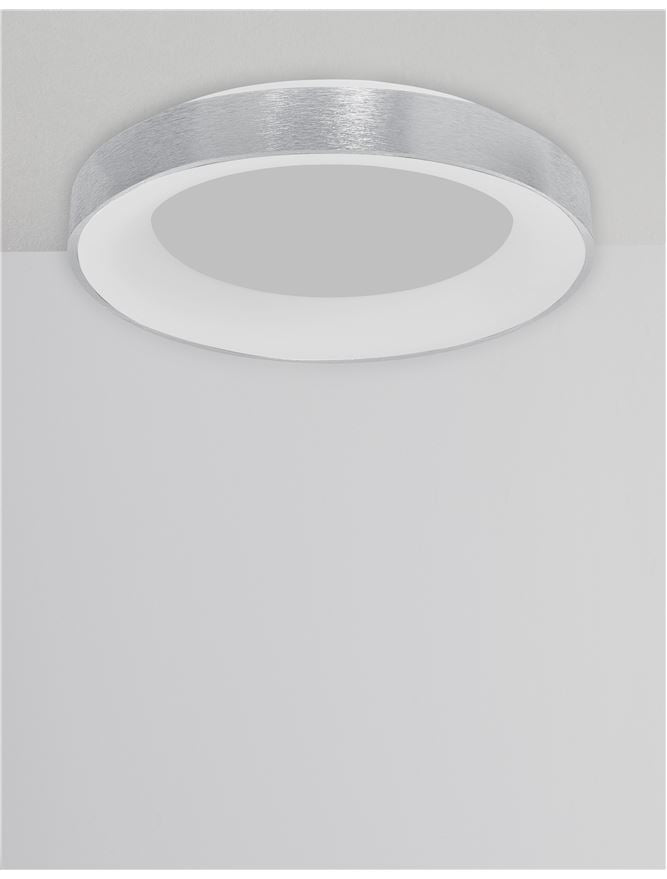 RAN Brushed Silver Aluminium & Acrylic Dimmable Warm Light Ring Flush Large - ID 10618