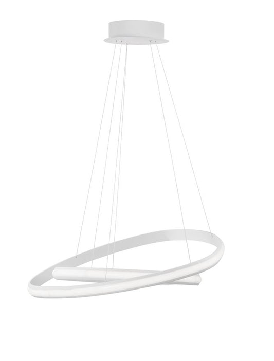 ARI Dimmable Sandy White Aluminium & Acrylic Double Ring Pendant - ID 10223