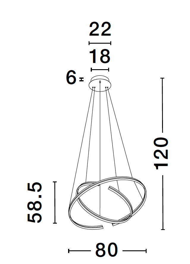 TOR Sandy Black Aluminium Split Loop Pendant Large - ID 10190