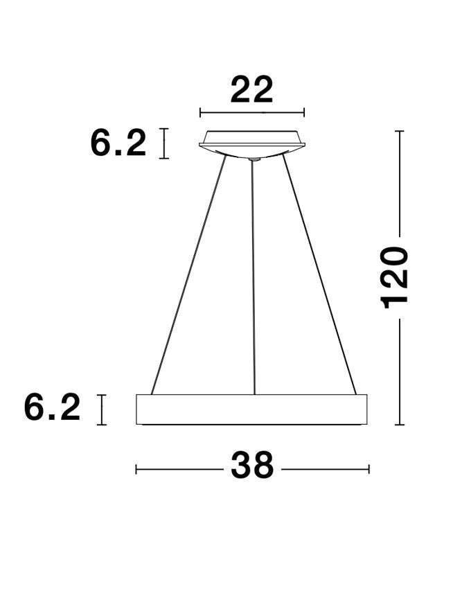 RAN Sandy Black Aluminium & Acrylic Dimmable Warm Light Ring Pendant Small - ID 10422