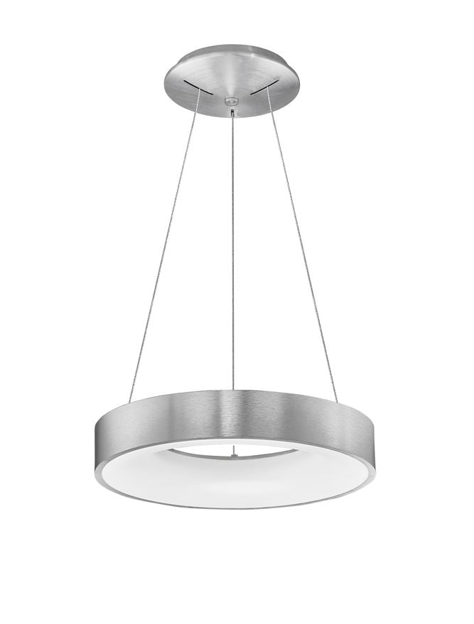 RAN Brushed Silver Aluminium & Acrylic Dimmable Warm Light Ring Pendant Small - ID 10426