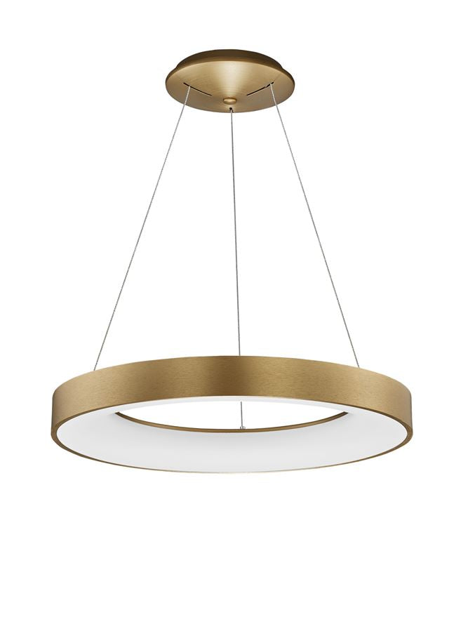 RAN Brushed Gold Aluminium & Acrylic Dimmable Warm Light Ring Pendant Large - ID 10419