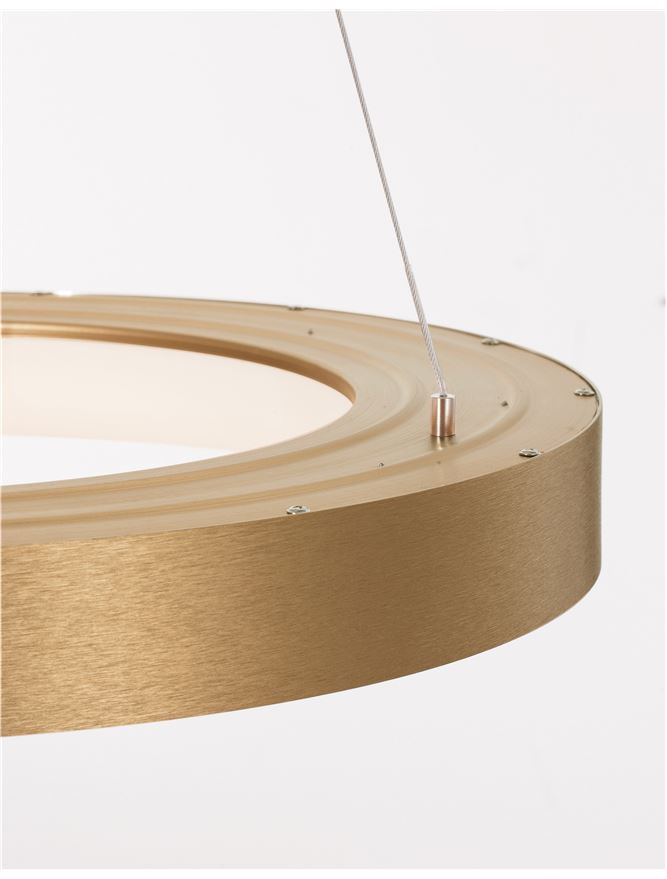 RAN Brushed Gold Aluminium & Acrylic Dimmable Warm Light Ring Pendant Large - ID 10419