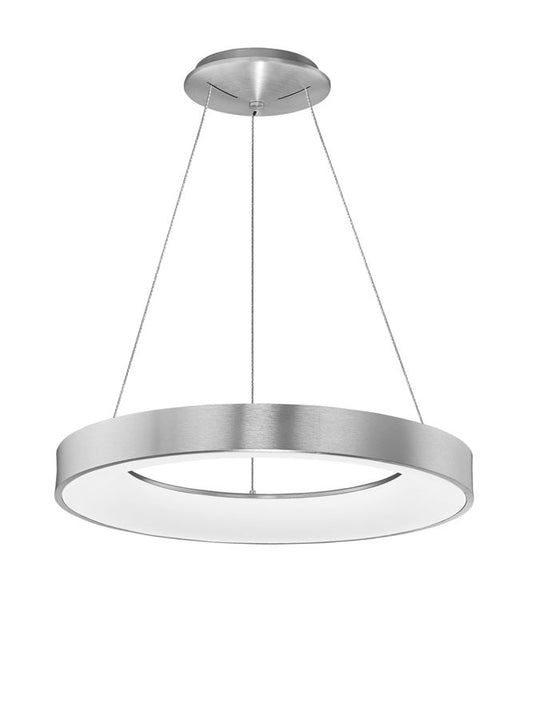 RAN Brushed Silver Aluminium & Acrylic Dimmable Warm Light Ring Pendant Large - ID 10421