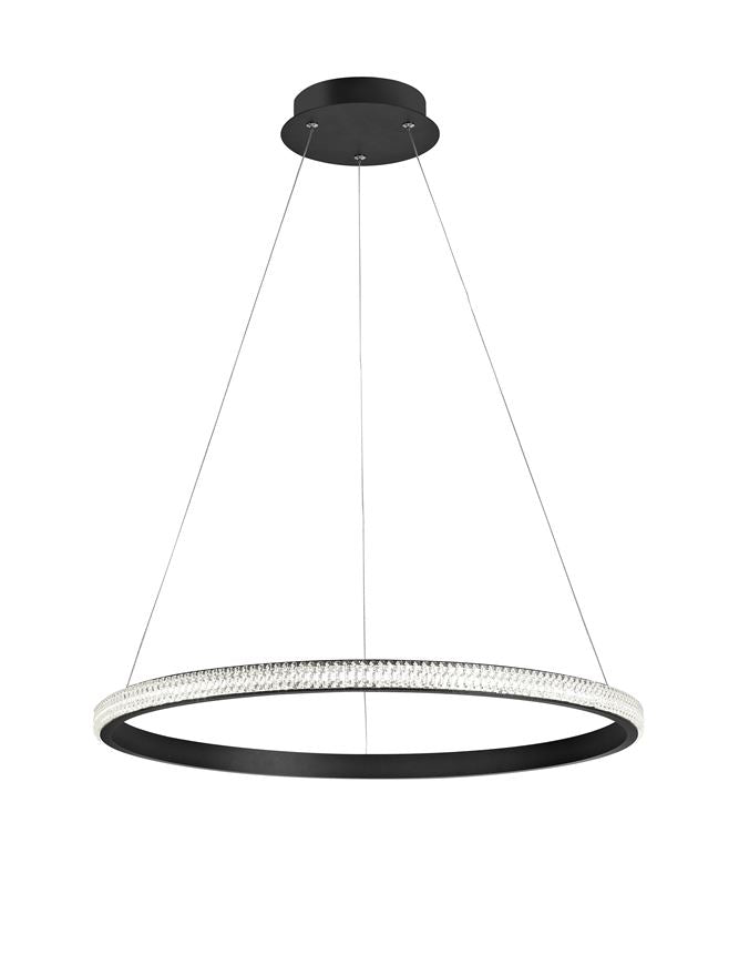 NAG Dimmable Single Ring Pendant Light In Sandy Black Aluminium & Acrylic - ID 9991