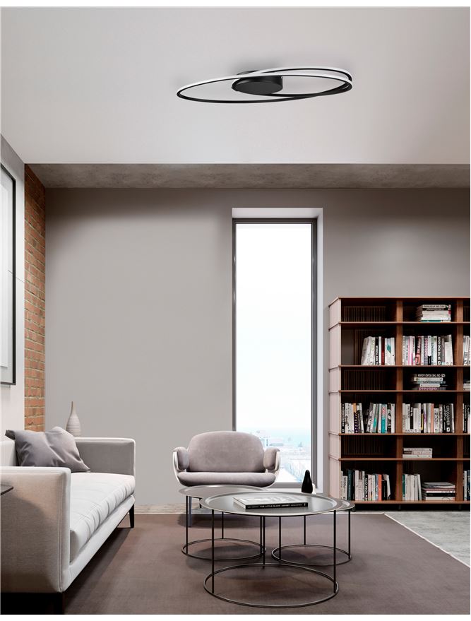 Viar Flush Matt Black Elliptical Ceiling Light - ID 10361