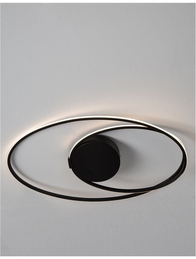 Viar Flush Matt Black Elliptical Ceiling Light - ID 10361