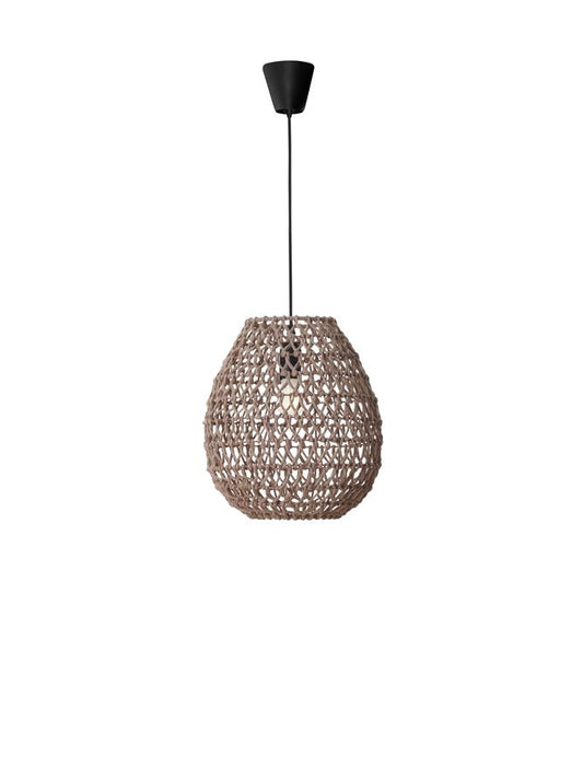 GRI Natural Paper With Black Fabric Cable & Base Single Pendant - ID 10688