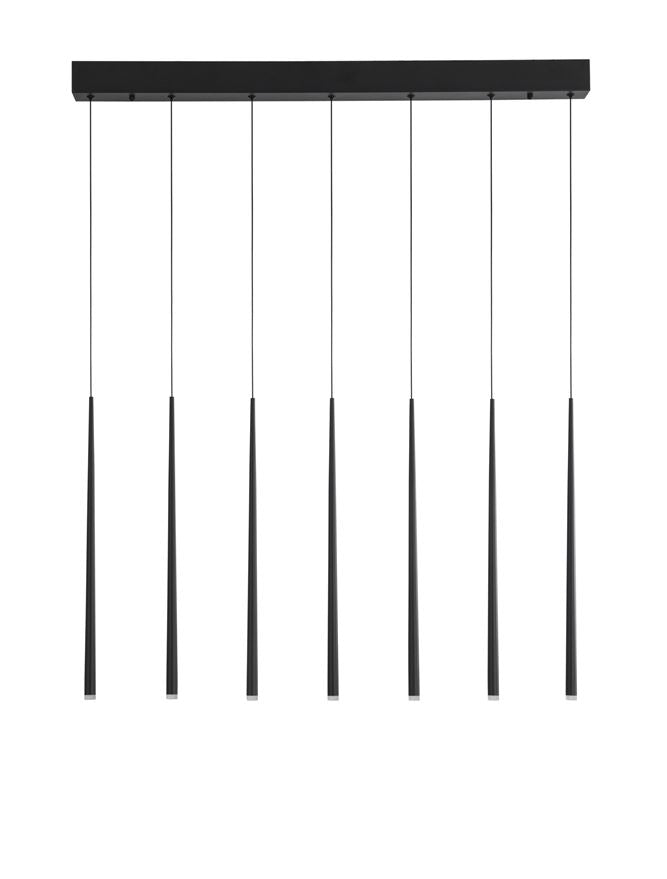 GIO Black Aluminium & Acrylic 7 Lamp Linear Bar Pendant - ID 9965