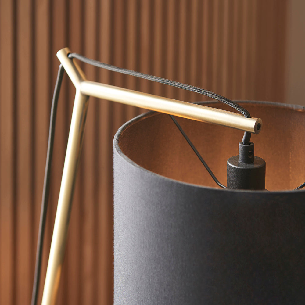 Leaning Matt Brass Table Lamp with Black Shade - ID  11029