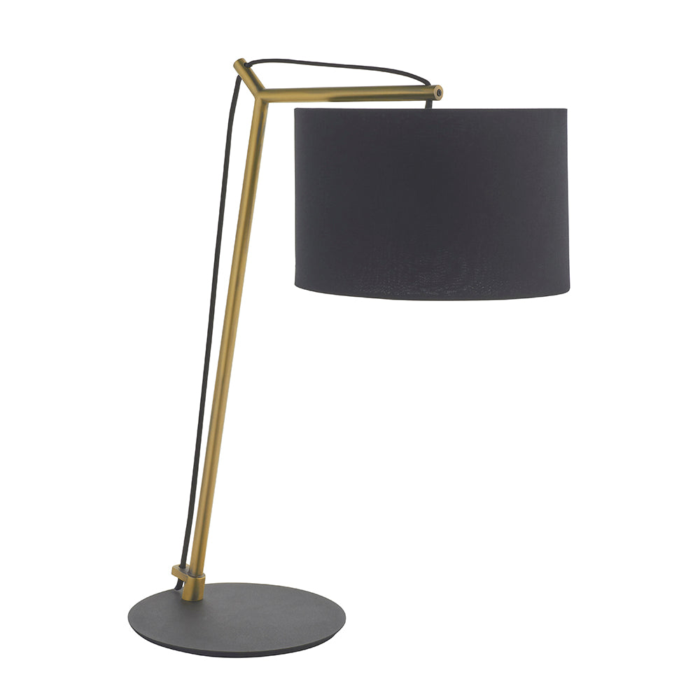 Leaning Matt Brass Floor Lamp with Black Shade - ID 11028 – London