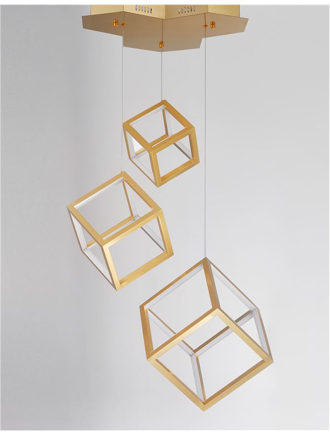 GAB Gold Aluminium & Silicone Cube Multiple Drop Pendant - ID 10182