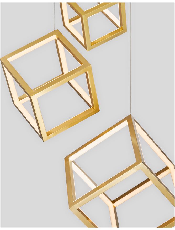 GAB Gold Aluminium & Silicone Cube Multiple Drop Pendant - ID 10182