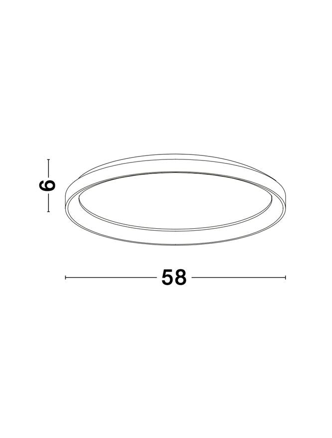 PER Dimmable Sandy Black Aluminium & Acrylic Thin 58cm Ring Flush Medium - ID 10607