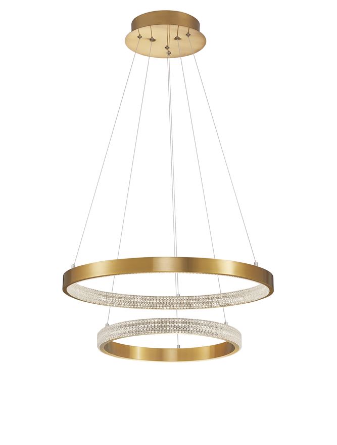 PRE Dimmable Gold & Acrylic Twin Ring Pendant - ID 10063