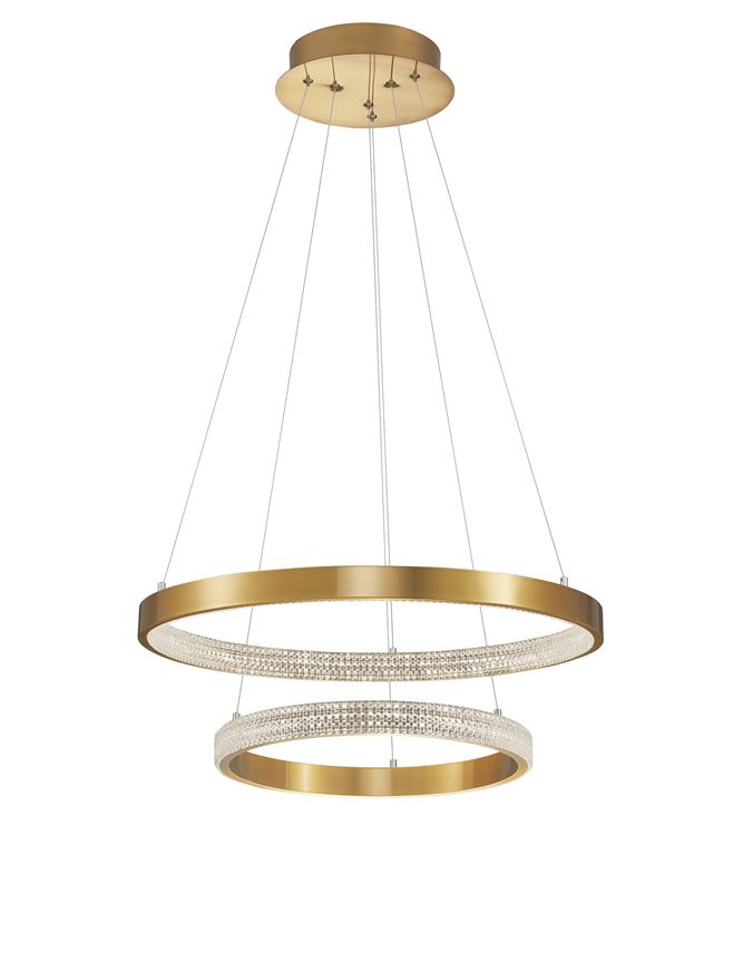 PRE Dimmable Gold & Acrylic Twin Ring Pendant - ID 10063