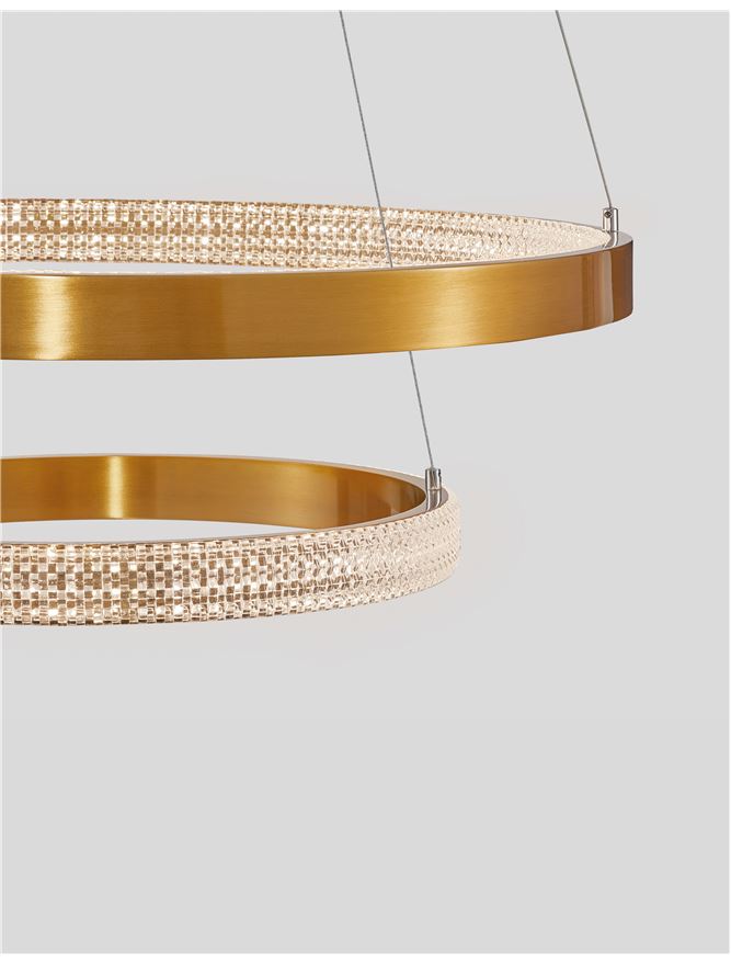 PRE Dimmable Gold & Acrylic Twin Ring Pendant - ID 10063