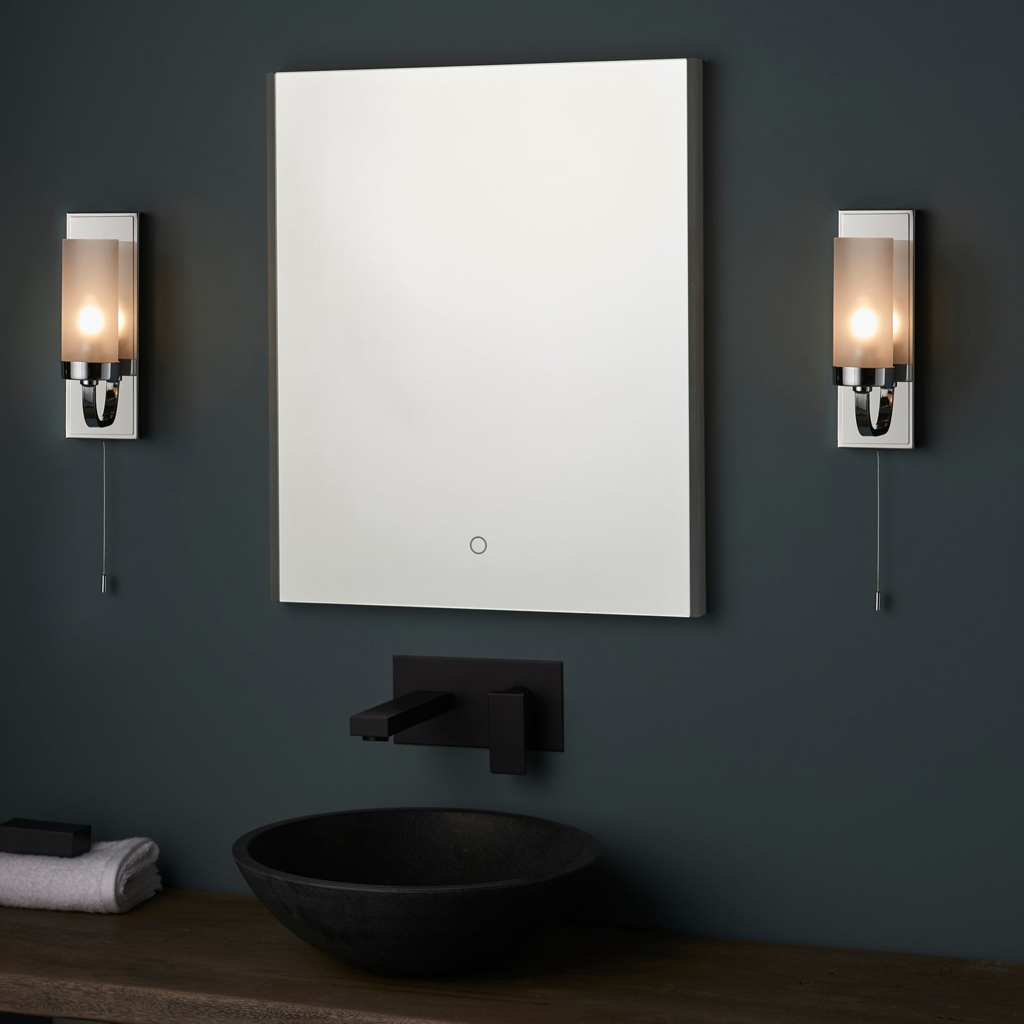 Polished Chrome & Frosted Glass Bathroom Wall Light - ID 11679