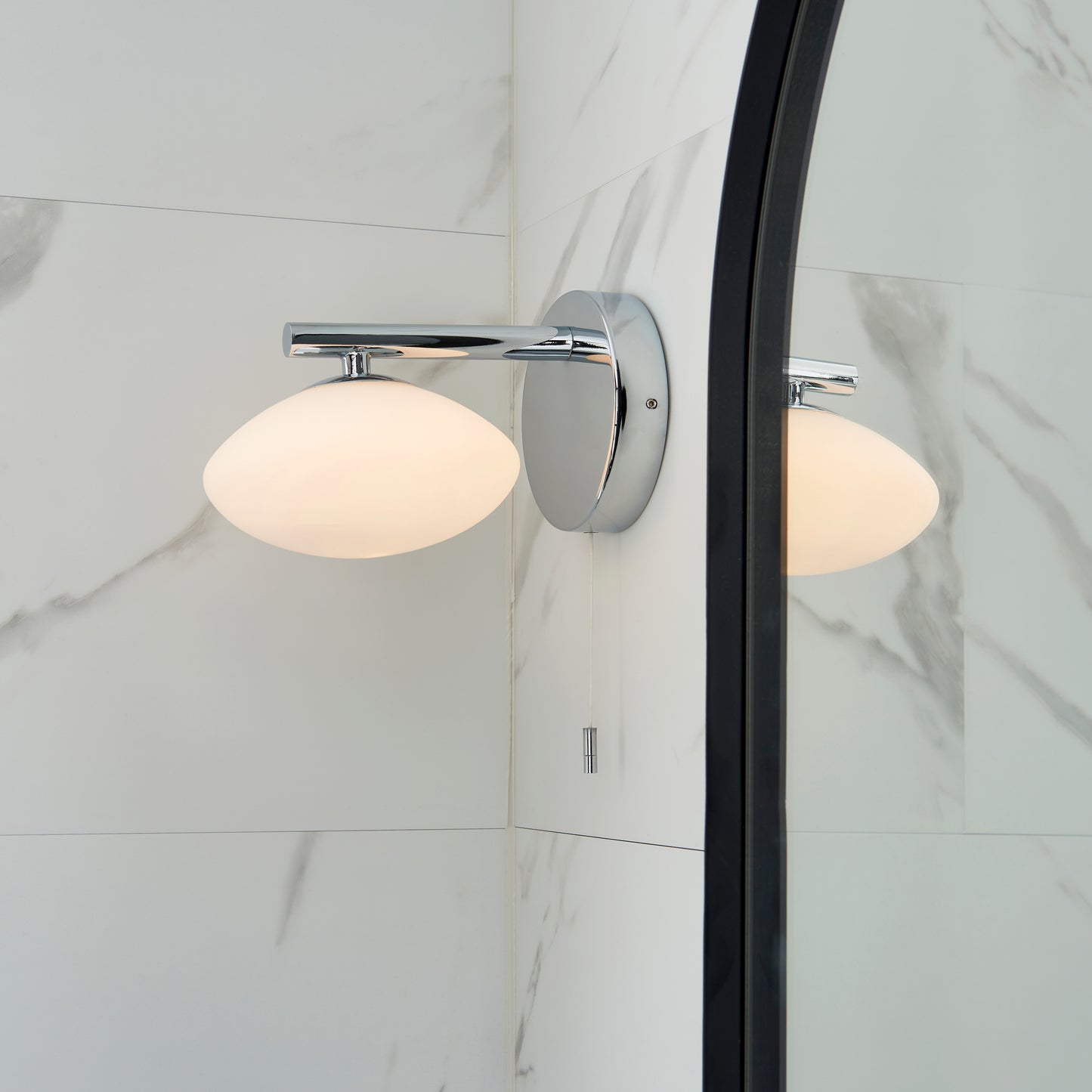 Polished Chrome & Clear Opal Glass IP44 Wall Light - ID 11666