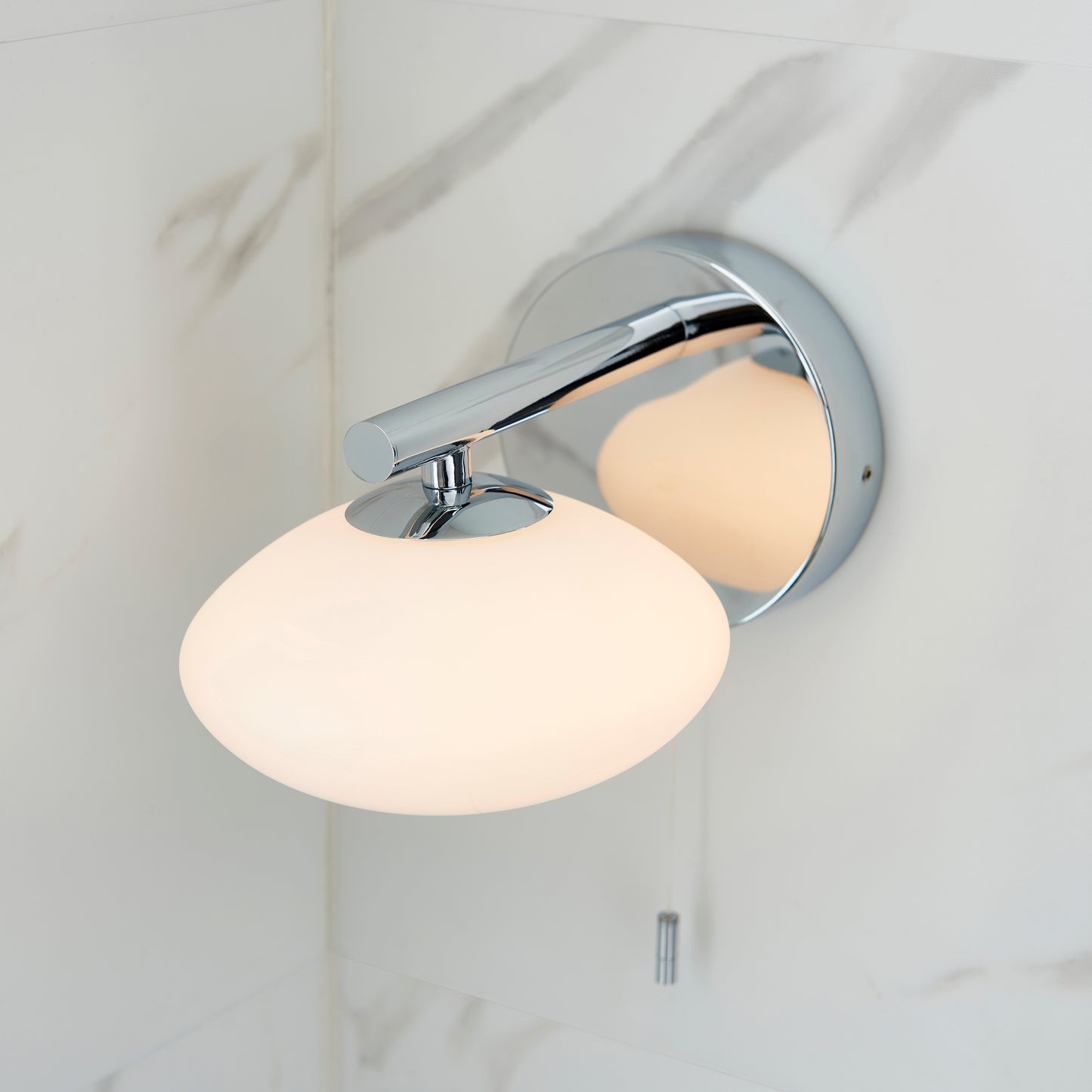 Polished Chrome & Clear Opal Glass IP44 Wall Light - ID 11666