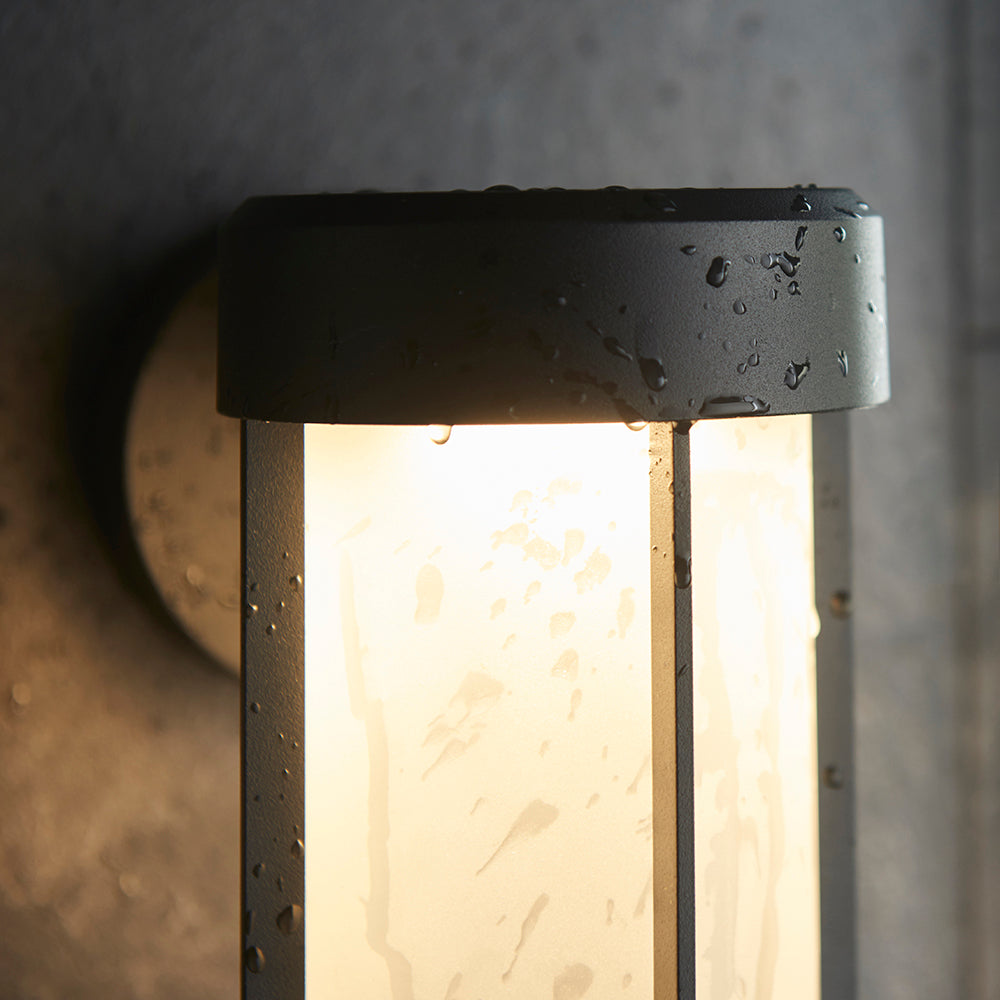 Die Cast IP44 LED Wall Light In Matt Black With Opal Glass  - ID 11075