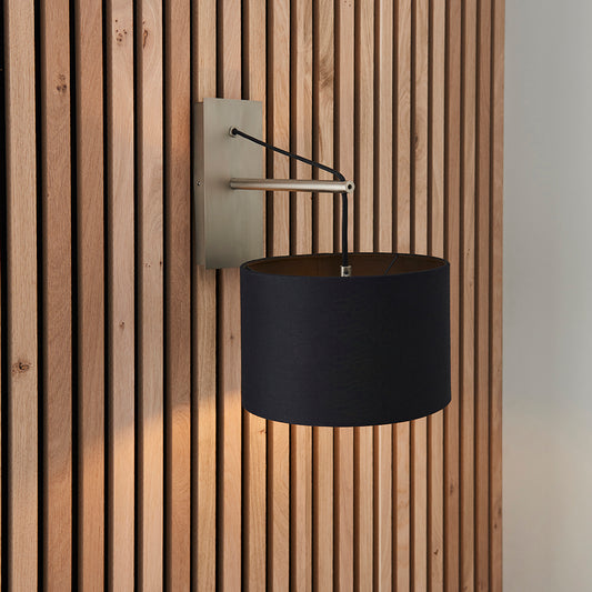 Leaning Matt Brass Wall Light with Black Shade - ID 11030